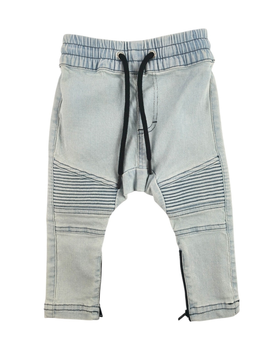 Adam + YVE, Kids Light Wash Biker Jean  Pants with Drawstring, 6-12M
